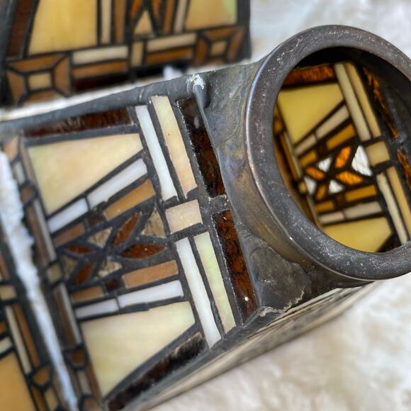 Tiffany Style Stained Glass Pendant Lamp Shades Set of 4 Square Iridescent 5" - Picture 16 of 16